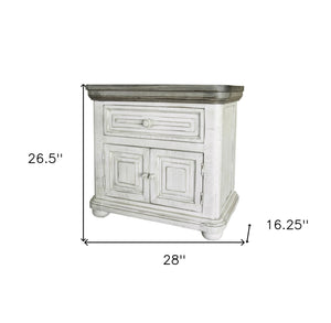 Homeroots 27" Ivory One Drawer Nightstand   527056