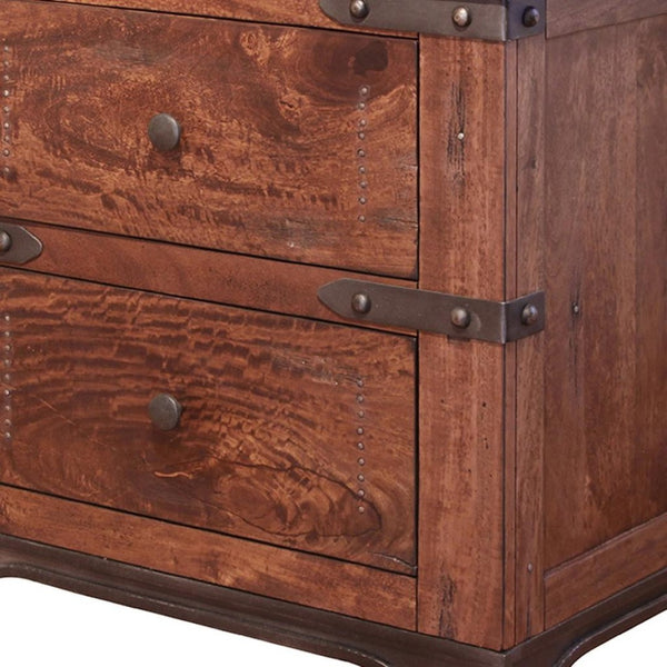 HomeRoots 29" Rustic Wood Two-Drawer Nightstand - Solid Mango Craftsmanship, Stylish Storage & Versatile Design 527057