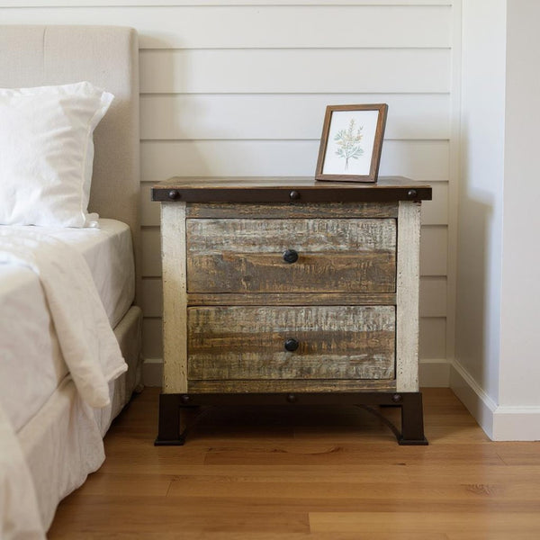 HomeRoots 27" Brown Two Drawer Nightstand - Antique-Inspired Design with Ample Storage & Versatile Style Options 527058