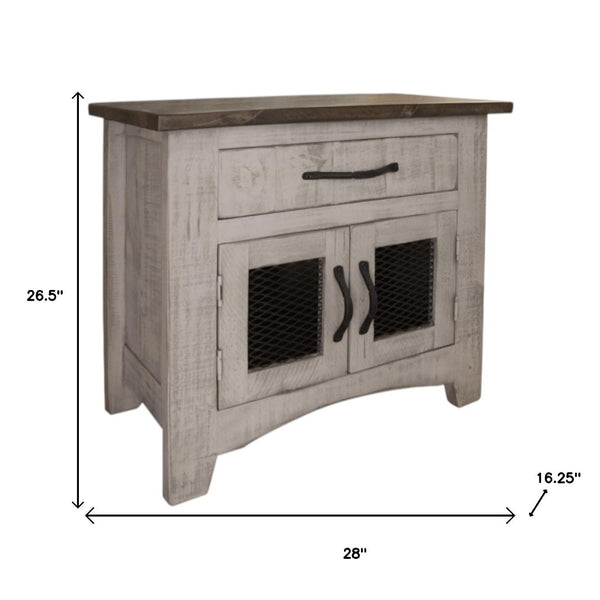 HomeRoots 27" Rustic Gray Solid Wood Nightstand with Felt-Lined Drawer & Ample Storage for Home Decor 527059