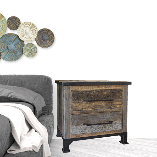 Homeroots 27" Gray Two Drawer Nightstand   527060