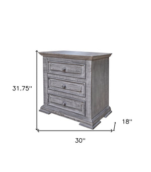 Homeroots 32" Gray Three Drawer Nightstand   527061