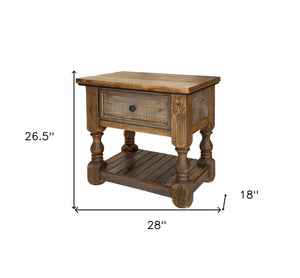 Homeroots 27" Brown One Drawer Nightstand   527063