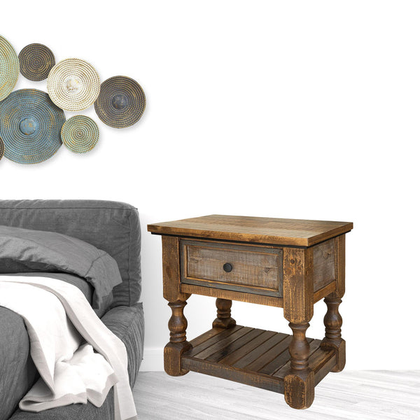 Homeroots 27" Brown One Drawer Nightstand   527063