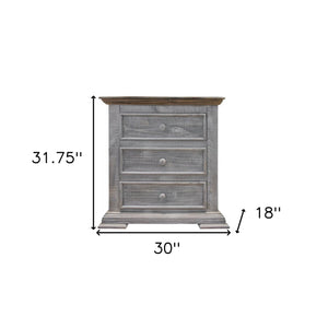 Homeroots 32" Gray Three Drawer Nightstand   527065