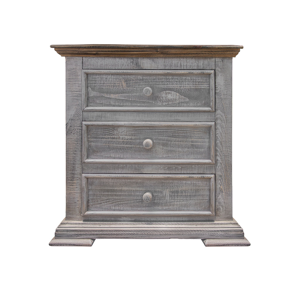 Homeroots 32" Gray Three Drawer Nightstand   527065