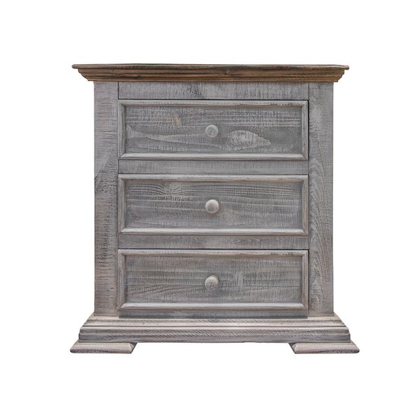 Homeroots 32" Gray Three Drawer Nightstand   527065