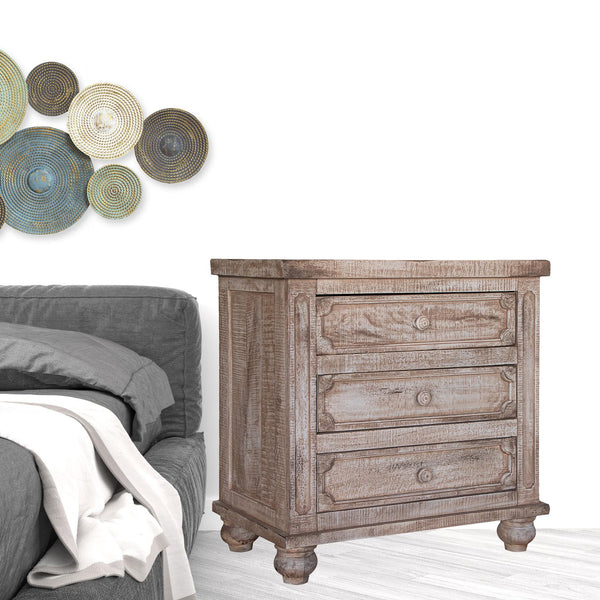 Homeroots 31" Wood Brown Three Drawer Nightstand   527070