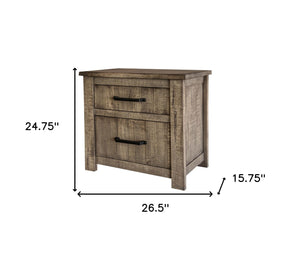 Homeroots 25" Brown Two Drawer Nightstand   527072