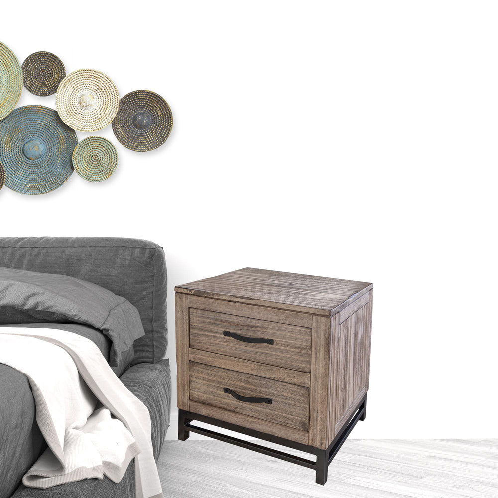 Homeroots 25" Brown Two Drawer Nightstand   527073