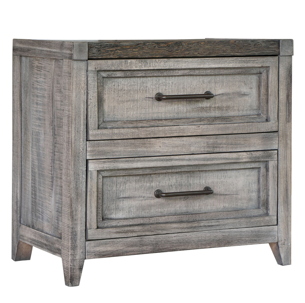 Homeroots 28" Gray Two Drawer Solid Wood Nightstand   527075