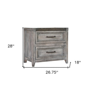 Homeroots 28" Gray Two Drawer Solid Wood Nightstand   527075