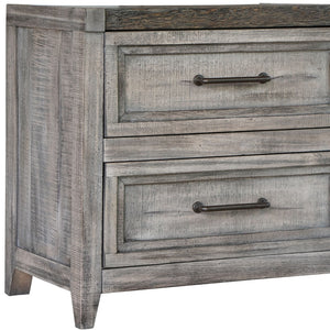 Homeroots 28" Gray Two Drawer Solid Wood Nightstand   527075