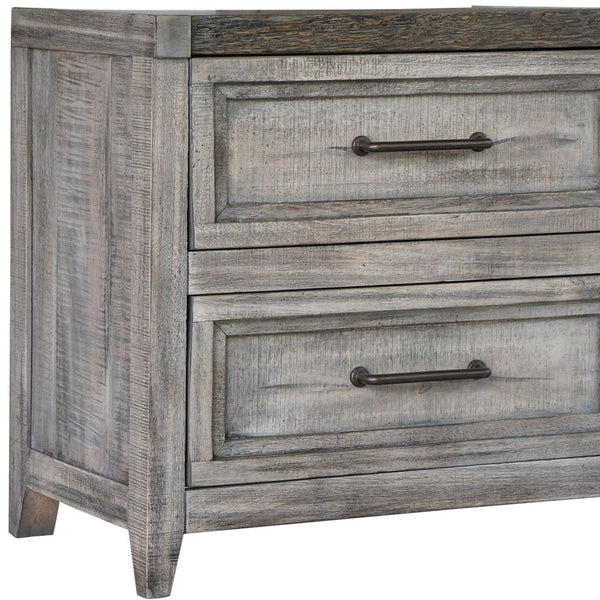 Homeroots 28" Gray Two Drawer Solid Wood Nightstand   527075