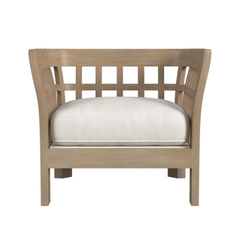 Homeroots 32" Light Brown Solid Wood Outdoor Arm Chair With Ivory Cushion – Stylish Comfort For Your Patio!  Solid Wood 527083