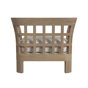 Homeroots 32" Light Brown Solid Wood Outdoor Arm Chair With Ivory Cushion – Stylish Comfort For Your Patio!  Solid Wood 527083