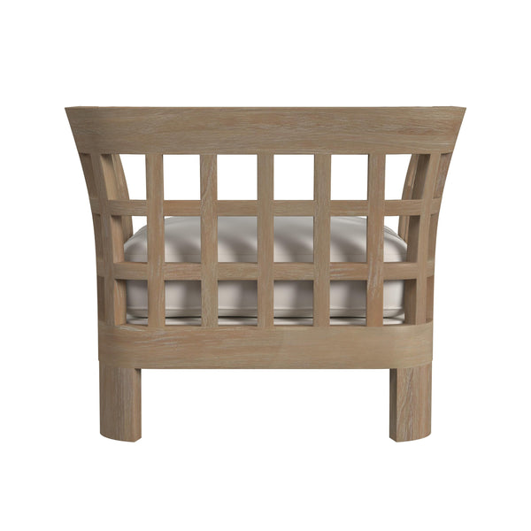 Homeroots 32" Light Brown Solid Wood Outdoor Arm Chair With Ivory Cushion – Stylish Comfort For Your Patio!  Solid Wood 527083