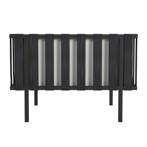 Homeroots 33" Black Metal Outdoor Arm Chair With Detachable Off White Cushion For Stylish Relaxation  Iron 527084