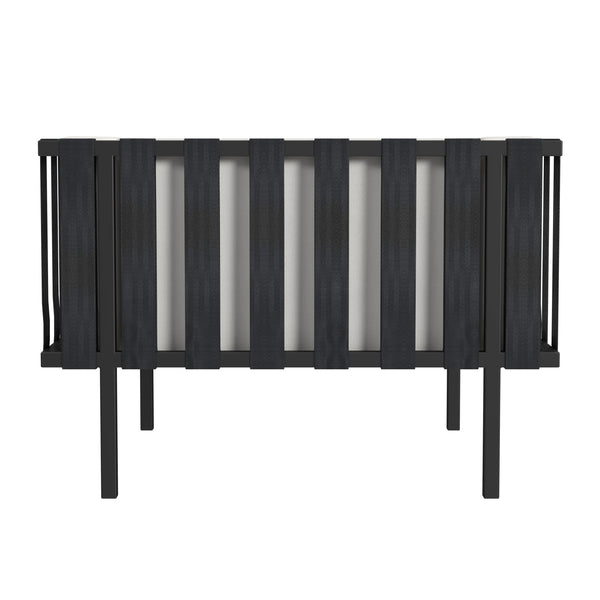 Homeroots 33" Black Metal Outdoor Arm Chair With Detachable Off White Cushion For Stylish Relaxation  Iron 527084