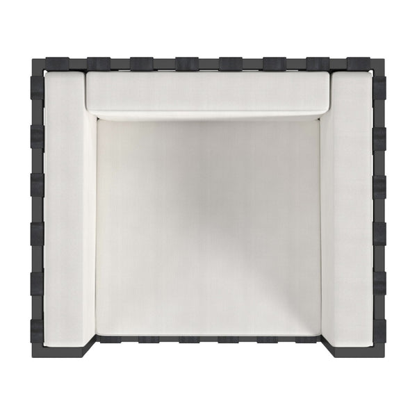 Homeroots 33" Black Metal Outdoor Arm Chair With Detachable Off White Cushion For Stylish Relaxation  Iron 527084