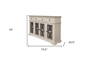 HomeRoots 74" Ivory Distressed Credenza - Elegant Storage Solution for Entryways, Living Rooms & More! 527085