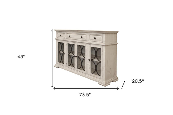 HomeRoots 74" Ivory Distressed Credenza - Elegant Storage Solution for Entryways, Living Rooms & More! 527085
