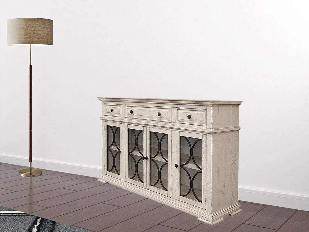 HomeRoots 74" Ivory Distressed Credenza - Elegant Storage Solution for Entryways, Living Rooms & More! 527085