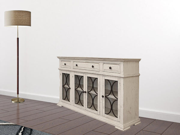HomeRoots 74" Ivory Distressed Credenza - Elegant Storage Solution for Entryways, Living Rooms & More! 527085