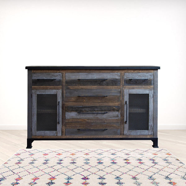 Homeroots 71" Brown Solid And Manufactured Wood Distressed Buffet Table   527088