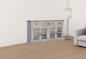 HomeRoots 67" White Distressed Credenza - Stylish Storage Solution for Entryways, Living Rooms & More! 527090