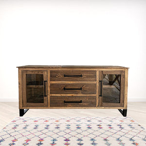 Homeroots 69" Brown Solid And Manufactured Wood Distressed Buffet Table   527091