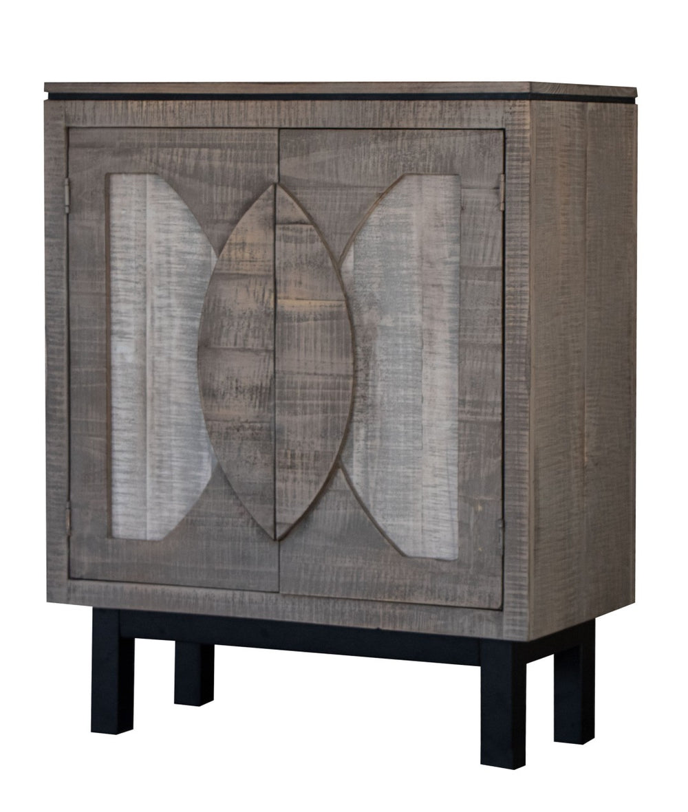 HomeRoots 32" Vintage-Inspired Gray Buffet Table with Distressed Finish & Storage for Home Decor & Organization 527095