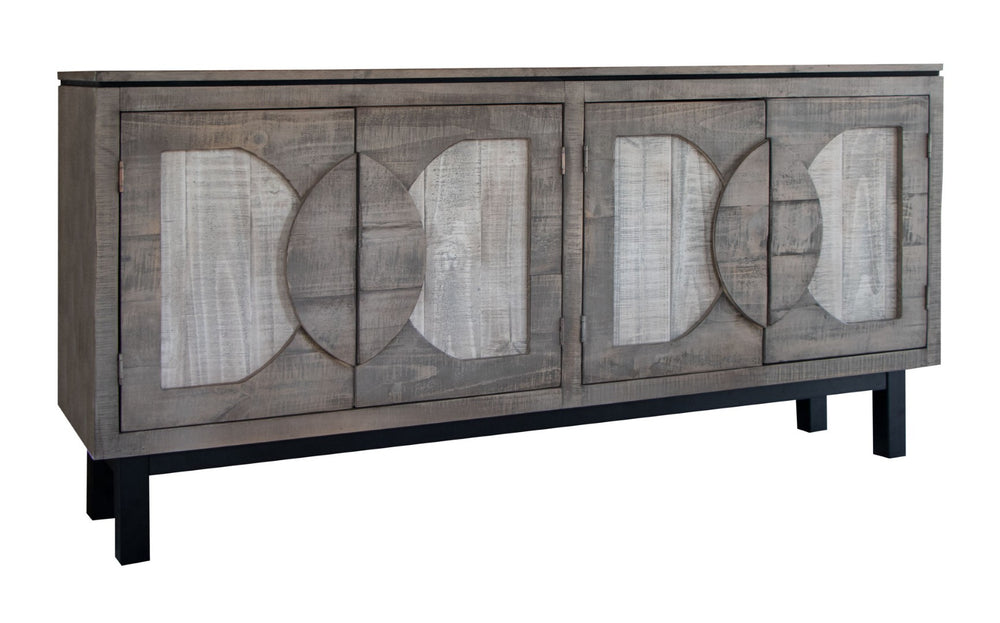 HomeRoots 69" Distressed Gray Wood Credenza - Rustic Elegance for Stylish Storage in Any Room or Space 527096