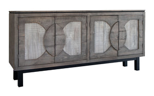 HomeRoots 69" Distressed Gray Wood Credenza - Rustic Elegance for Stylish Storage in Any Room or Space 527096