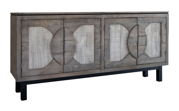 HomeRoots 69" Distressed Gray Wood Credenza - Rustic Elegance for Stylish Storage in Any Room or Space 527096