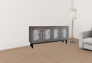 HomeRoots 69" Distressed Gray Wood Credenza - Rustic Elegance for Stylish Storage in Any Room or Space 527096