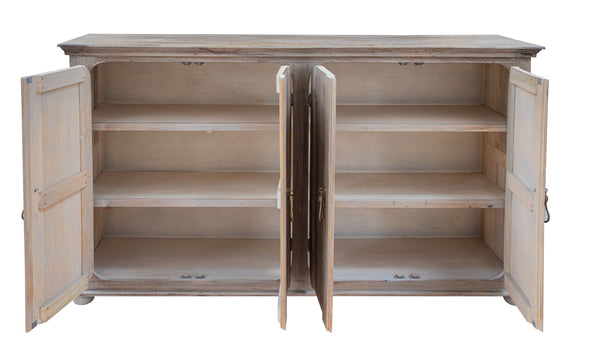 HomeRoots 72" Coastal-Inspired Distressed Credenza - Durable Solid Wood Storage for Modern & Rustic Spaces 527098