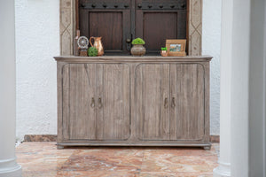 HomeRoots 72" Coastal-Inspired Distressed Credenza - Durable Solid Wood Storage for Modern & Rustic Spaces 527098