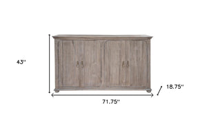 HomeRoots 72" Coastal-Inspired Distressed Credenza - Durable Solid Wood Storage for Modern & Rustic Spaces 527098