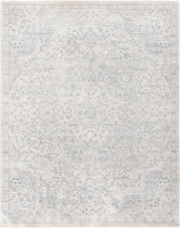 Unique Loom Newport Elms Machine Made Medallion Rug Gray, Ivory/Blue 7' 10" x 10' 2"