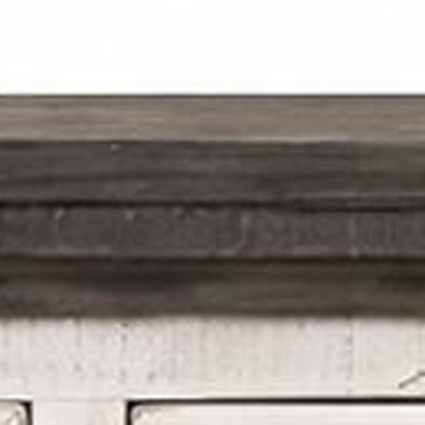 70 Inch Antiqued White Solid Wood Distressed Buffet for Elegant Dining Room Storage