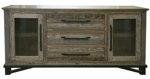 HomeRoots 69" Distressed Buffet Cabinet - Rustic Solid Wood Storage for Entryway, Dining Room & Living Space 527103