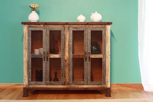 HomeRoots 49" Distressed Buffet Table - Rustic Solid Wood Storage Cabinet for Entryway, Dining & Living Spaces 527104