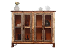 HomeRoots 49" Distressed Buffet Table - Rustic Solid Wood Storage Cabinet for Entryway, Dining & Living Spaces 527104