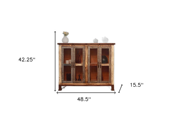 HomeRoots 49" Distressed Buffet Table - Rustic Solid Wood Storage Cabinet for Entryway, Dining & Living Spaces 527104