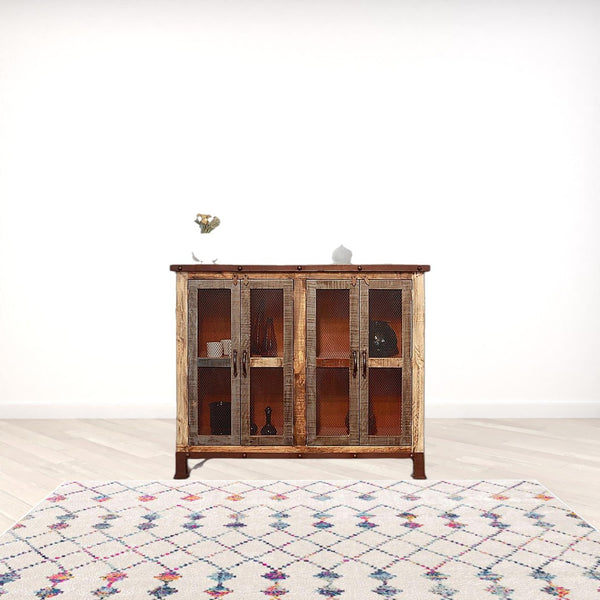 HomeRoots 49" Distressed Buffet Table - Rustic Solid Wood Storage Cabinet for Entryway, Dining & Living Spaces 527104