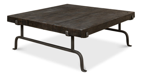Sarreid Blayne Coffee Table - Stylish Storm Cloud Finish With Solid Mango Wood And Durable Wrought Iron Base Brown  52714