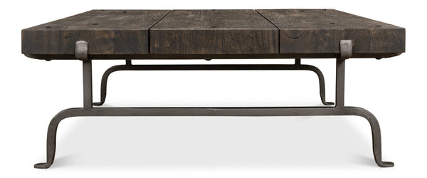 Sarreid Blayne Coffee Table - Stylish Storm Cloud Finish With Solid Mango Wood And Durable Wrought Iron Base Brown  52714