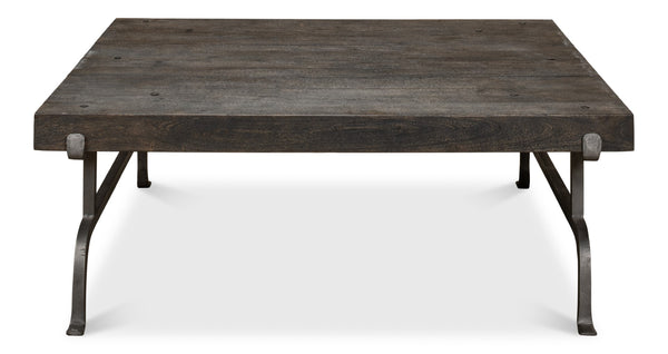 Sarreid Blayne Coffee Table - Stylish Storm Cloud Finish With Solid Mango Wood And Durable Wrought Iron Base Brown  52714