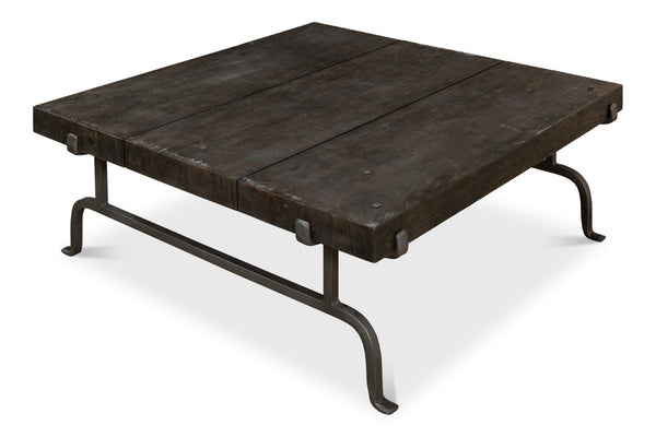 Sarreid Blayne Coffee Table - Stylish Storm Cloud Finish With Solid Mango Wood And Durable Wrought Iron Base Brown  52714